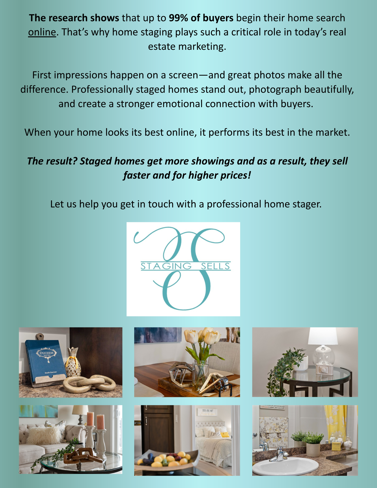 Home staging details and styled interiors